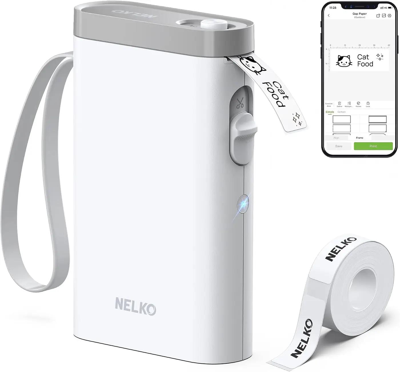 Nelko Label Maker Machine with Tape, P21 Bluetooth Label Printer, Wireless Mini Label Makers with Multiple Templates for School Office Home, White ClimatePartner certified