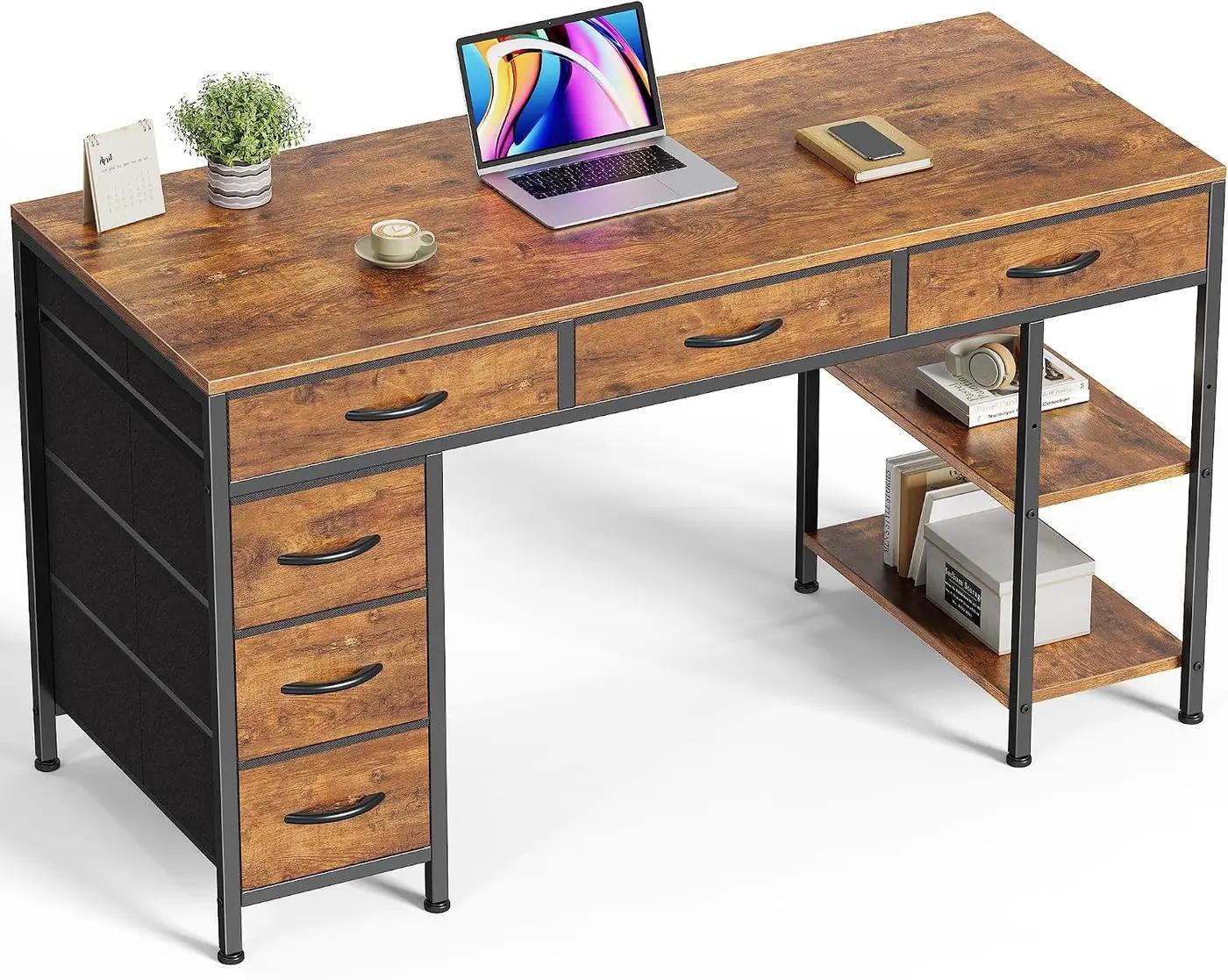 Huuger Computer Desk with 6 Drawers